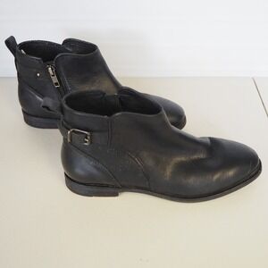 Ugg Australia Demi Boot Black Leather Womens Sz 6 Ankle Moto Boho Zip Flat